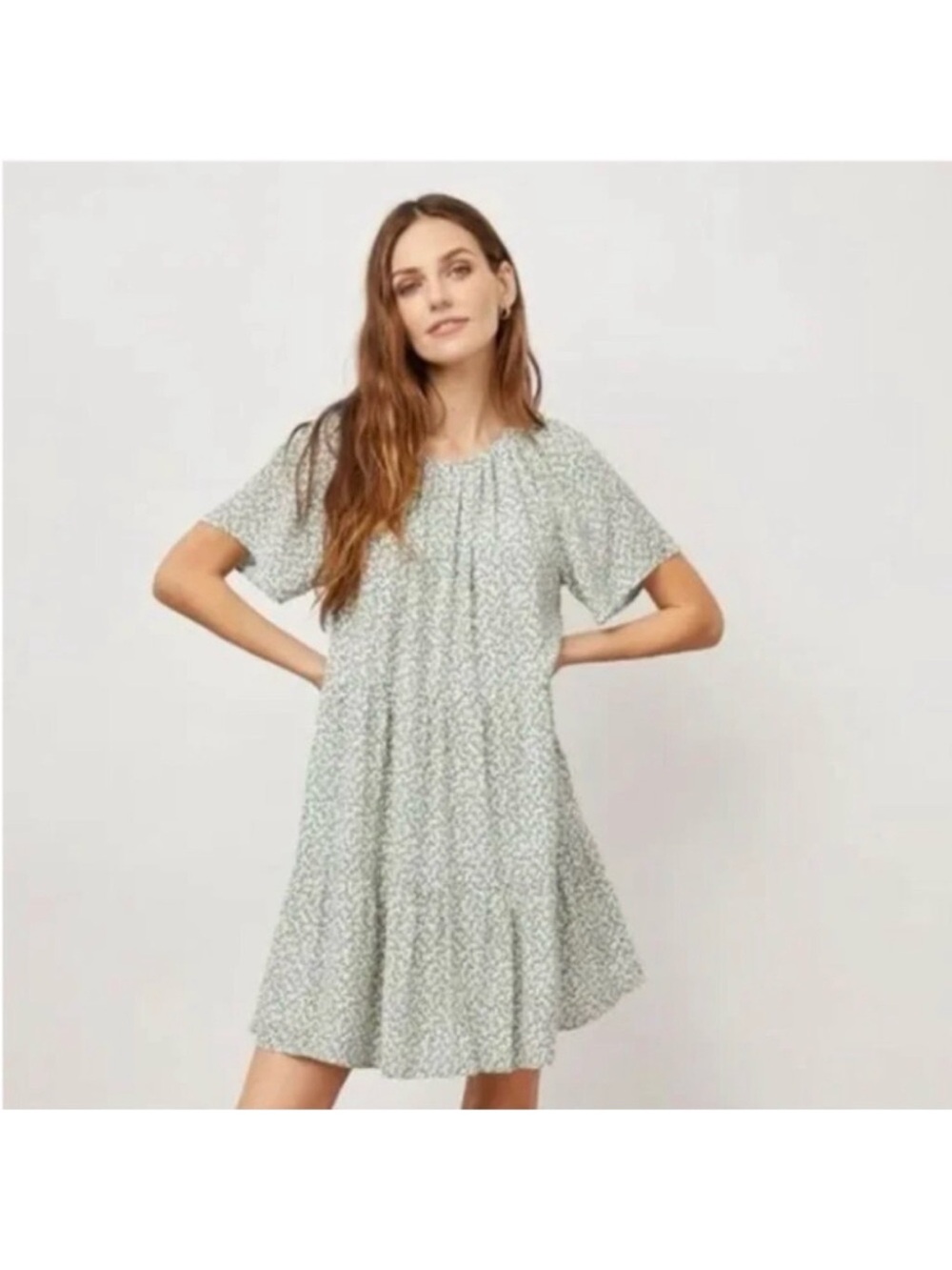 Rails Women Clarissa Green Garden Tiered Ditsy Floral Dress‎ Small Boho Beach